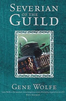Cover of the SFBC omnibus edition collecting Gene Wolfe's Book of the New Sun tetralogy, showing a hooded figure against a decaying, far-future cityscape